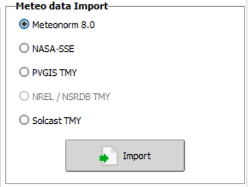 PV system solar meteorological data comparison graph