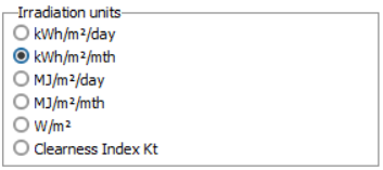 PV system solar monthly meteorological data table