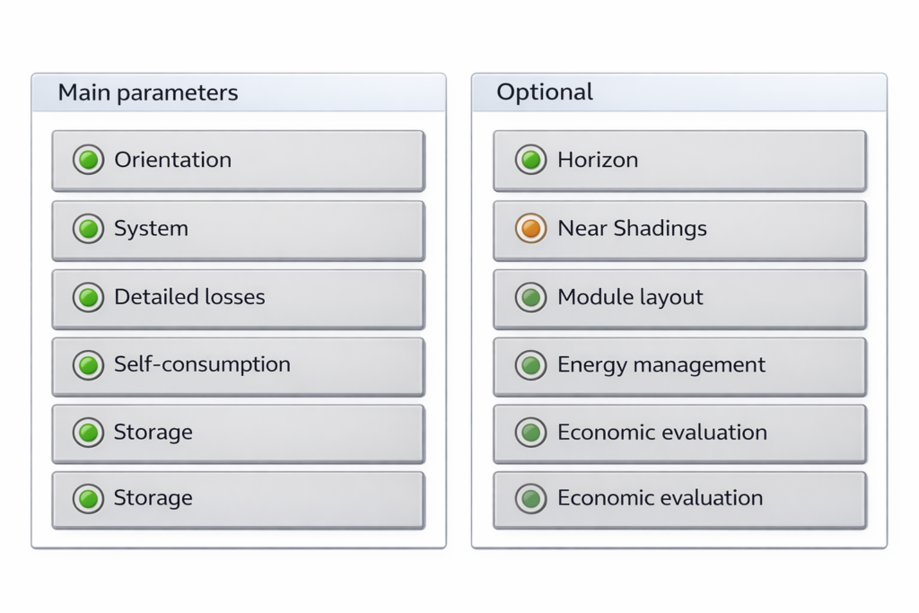 Near shading and horizon input section in PV System Design interface.