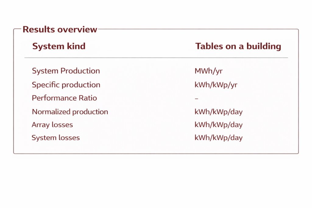 Detailed loss parameters section in PV System Design software.