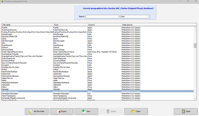 PV system solar site selection using meteorological data